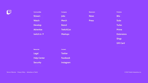 Twitch footer